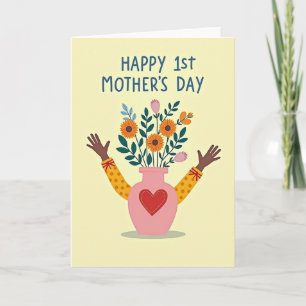 Tarjeta del Día de la Madre Floral Primera Vez