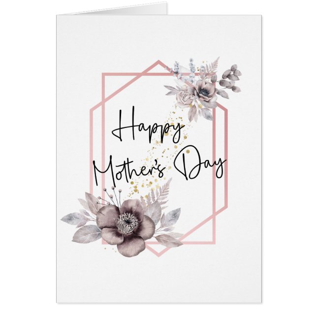 Tarjeta del Día de la Madre Floral Púrpura Rosa co (Frente)