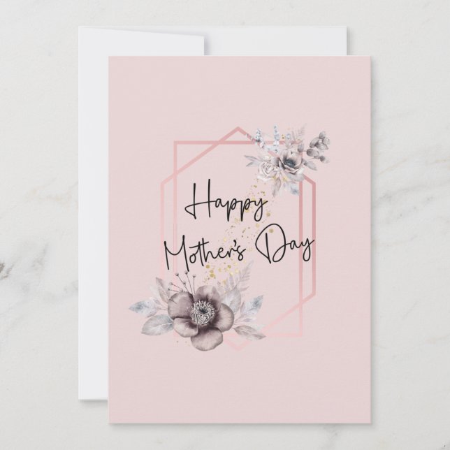 Tarjeta del Día de la Madre Floral Rosa (Anverso)