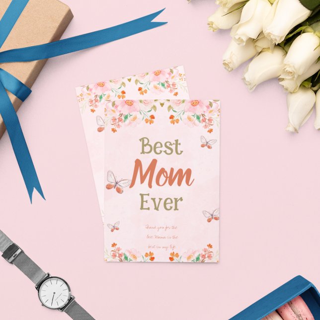 Tarjeta del día de la madre floral rosa (Subido por el creador)