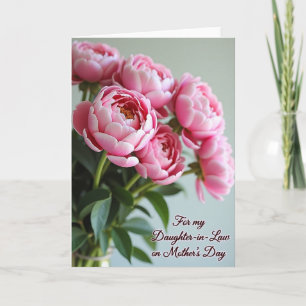 Tarjeta del Día de la Madre Floral Rosa para Hija
