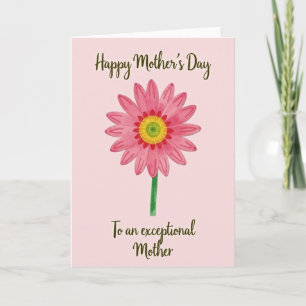 Tarjeta del Día de la Madre Floral Rosada