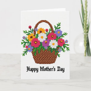 Tarjeta del Día de la Madre Floral Tejida
