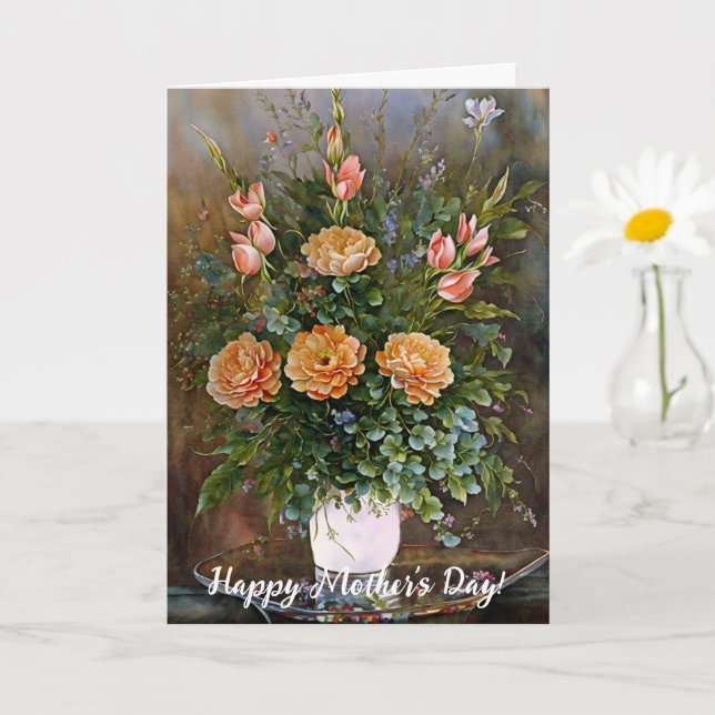 Tarjeta del Día de la Madre Floral Vase of Flowers (Planta pequeña)