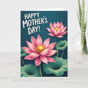 Tarjeta del Día de la Madre Floral Verde Teal Feli