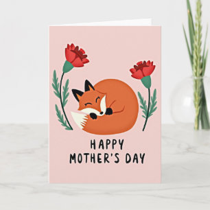 Tarjeta del Día de la Madre Floral Zorro Russet