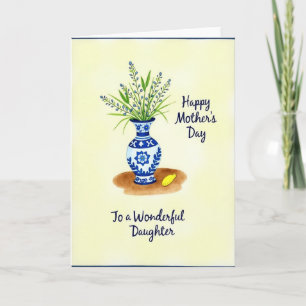Tarjeta del Día de la Madre Florero Azul