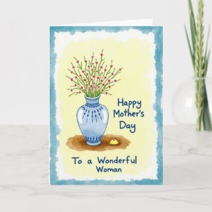 Tarjeta del Día de la Madre Florero de Cerámica