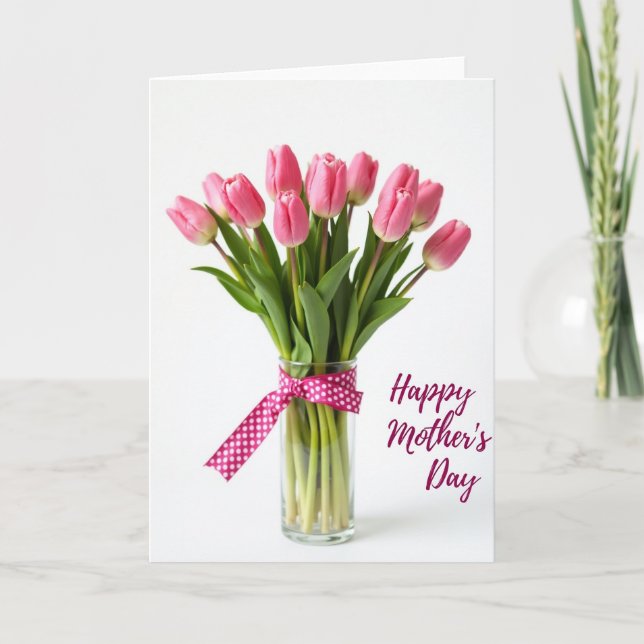 Tarjeta del Día de la Madre Flores Radiantes (Anverso)