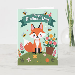 Tarjeta del Día de la Madre Fox Floral