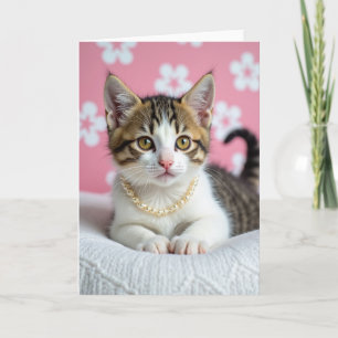 Tarjeta del Día de la Madre Gatito Dorado