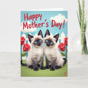 Tarjeta del Día de la Madre Gatitos Cream Point