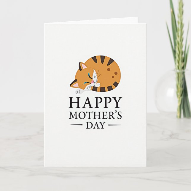 Tarjeta del Día de la Madre Gato Durmiendo (Anverso)