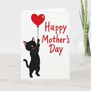 Tarjeta del Día de la Madre Gato Negro