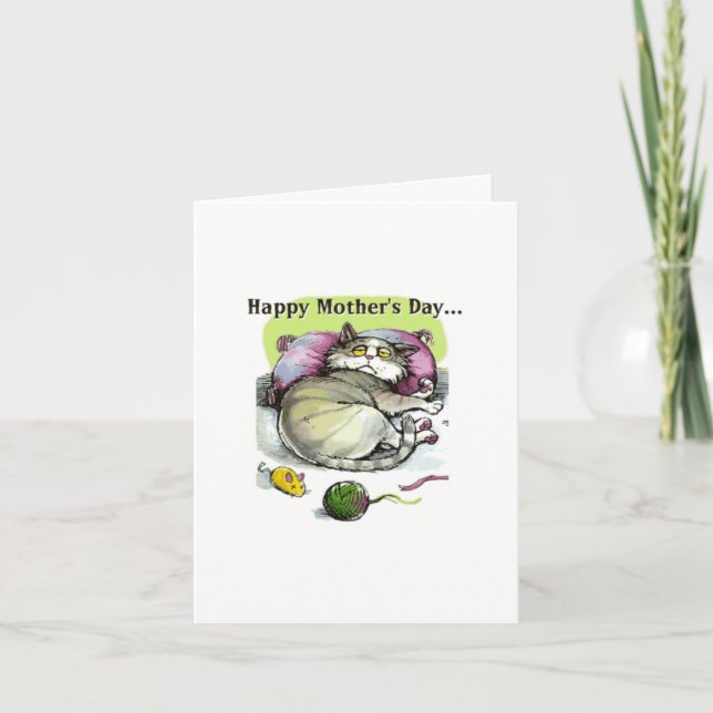 Tarjeta del día de la madre - Gato somnoliento (Anverso)