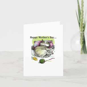 Tarjeta del día de la madre - Gato somnoliento