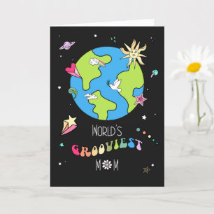 Tarjeta del Día de la Madre Groovy Mom con Arte Re