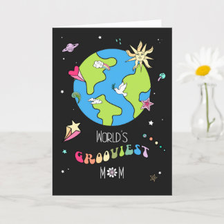 Tarjeta del Día de la Madre Groovy Mom con Arte Re