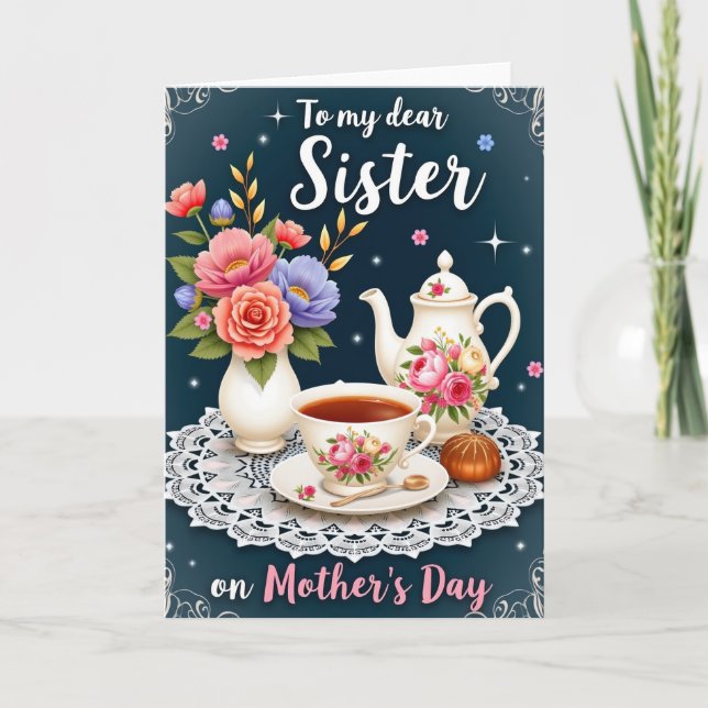 Tarjeta del Día de la Madre Hermana de Encaje (Anverso)