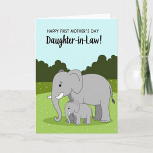 Tarjeta del Día de la Madre Hija Elefante