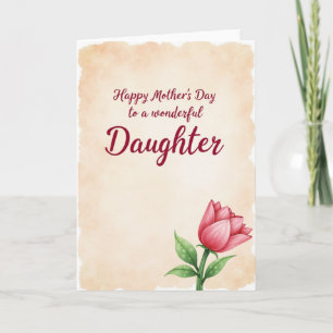Tarjeta del Día de la Madre Hija Rosa Rojo