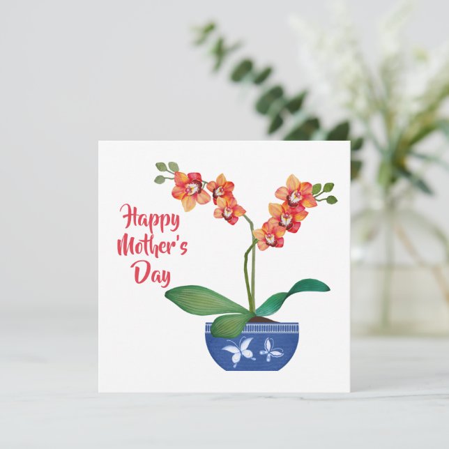 Tarjeta del Día de la Madre Huérfana con bonito (Anverso de pie)