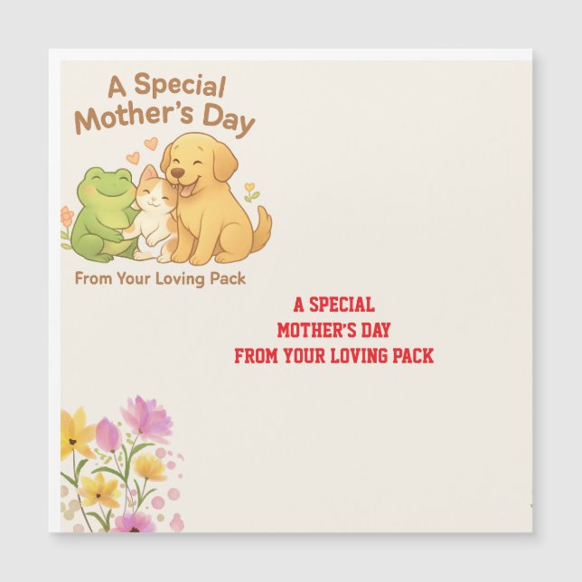 Tarjeta del Día de la Madre Kawaii - De The Pack (Anverso)