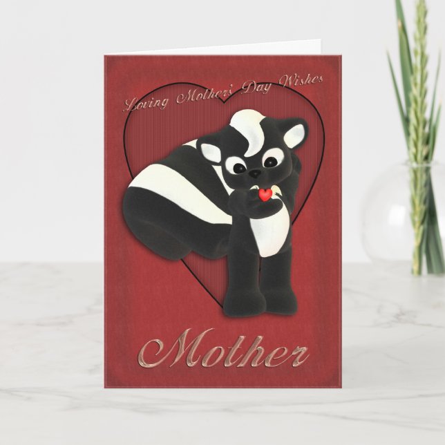 Tarjeta del Día de la Madre lindo zorrillo, Doming (Anverso)