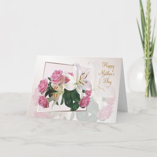 Tarjeta del día de la madre - Lirios blancos y ros (Anverso)