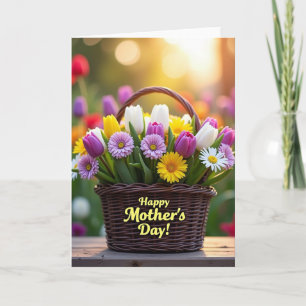 Tarjeta del Día de la Madre llena de tulipanes