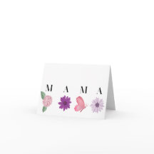 Tarjeta del Día de la Madre MAMA Floral Butterfly