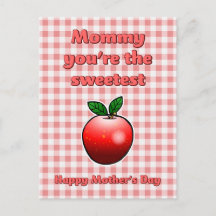 Tarjeta del Día de la Madre Manzana Roja Más Dulce