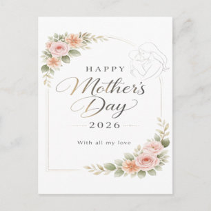 Tarjeta del Día de la Madre — Marco Floral "Feliz 