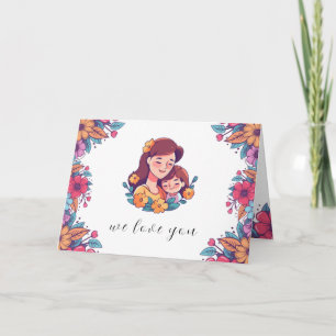 Tarjeta del Día de la Madre morada y rosa colorida