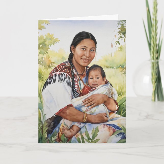 Tarjeta del Día de la Madre Nativa Estadounidense (Anverso)