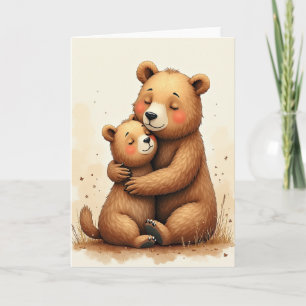 Tarjeta del Día de la Madre Oso Marrón Dorado