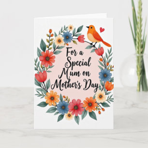Tarjeta del Día de la Madre Pájaro Mandarina