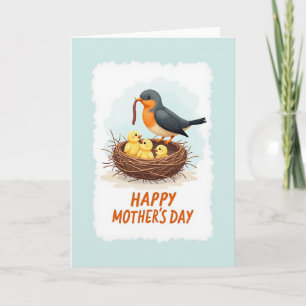 Tarjeta del Día de la Madre Pájaro y Nido