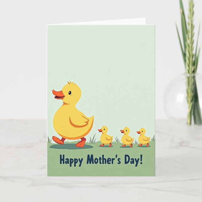 Tarjeta del Día de la Madre Pájaros Alegres (Anverso)