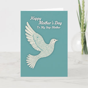 Tarjeta del Día de la Madre Paloma Verde Azulada