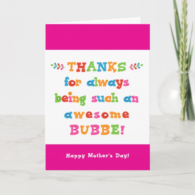 Tarjeta del Día de la Madre para Bubbe (Anverso)
