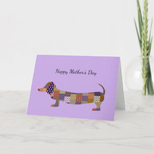 Tarjeta del Día de la Madre para Dachshund Patchwo