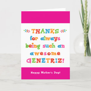 Tarjeta del Día de la Madre para el Genetriz