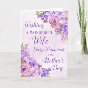 Tarjeta del Día de la Madre para esposa con flores