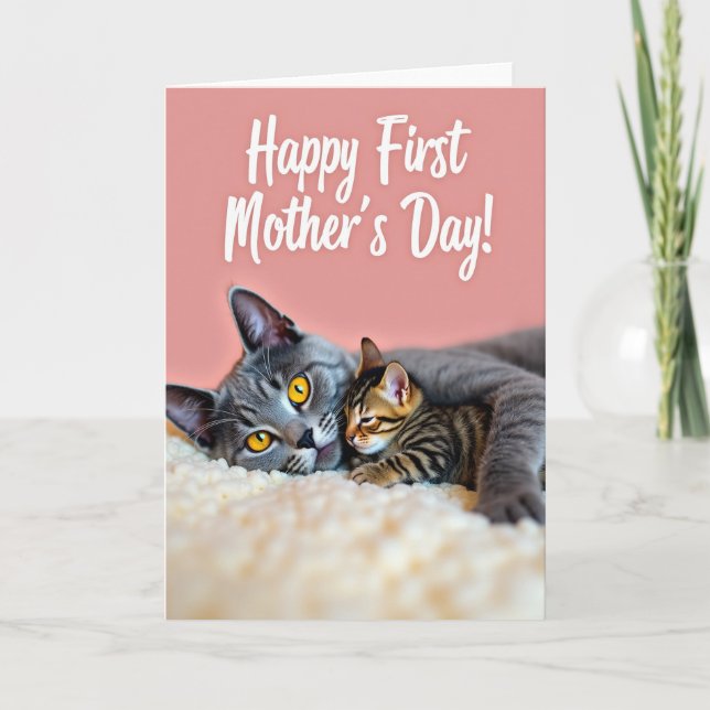 Tarjeta del Día de la Madre para Gatas Amadas (Anverso)