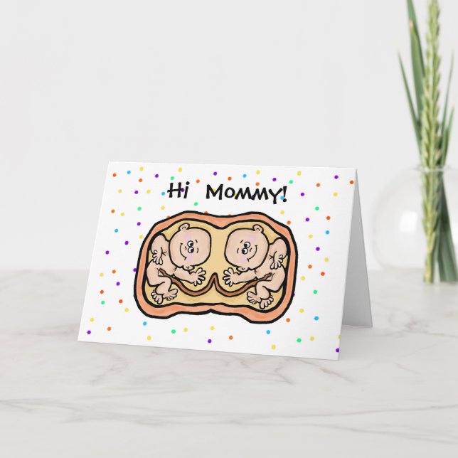 Tarjeta del Día de la Madre para Gemelos Esperados (Anverso)