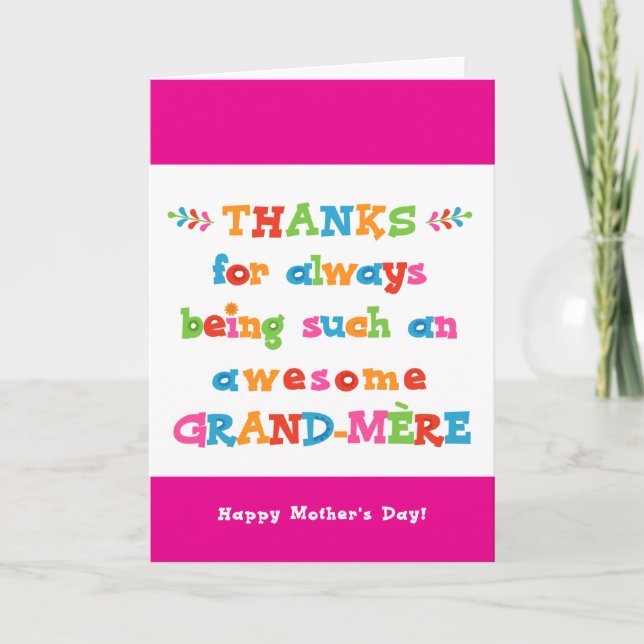 Tarjeta del Día de la Madre para Grand-Mère (Anverso)