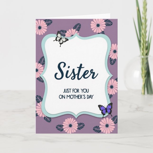 Tarjeta del Día de la Madre para Hermana con Lavan (Anverso)