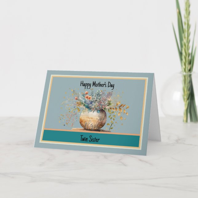 Tarjeta del día de la madre para hermana gemela (Anverso)