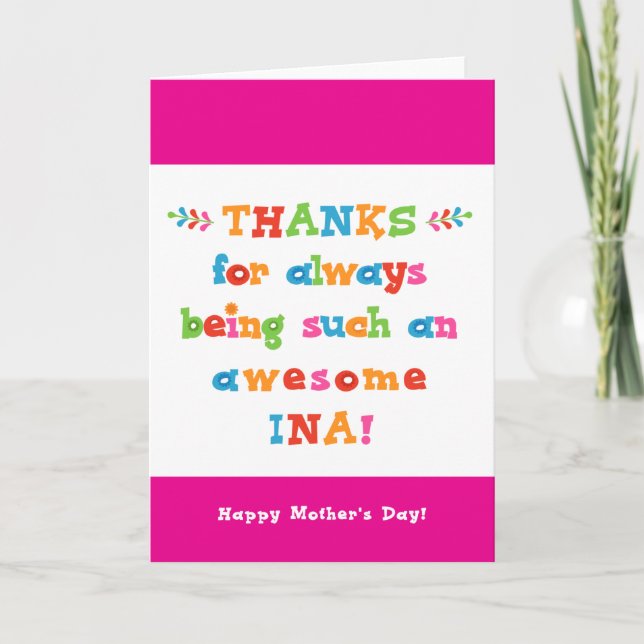 Tarjeta del Día de la Madre para Ina (Anverso)